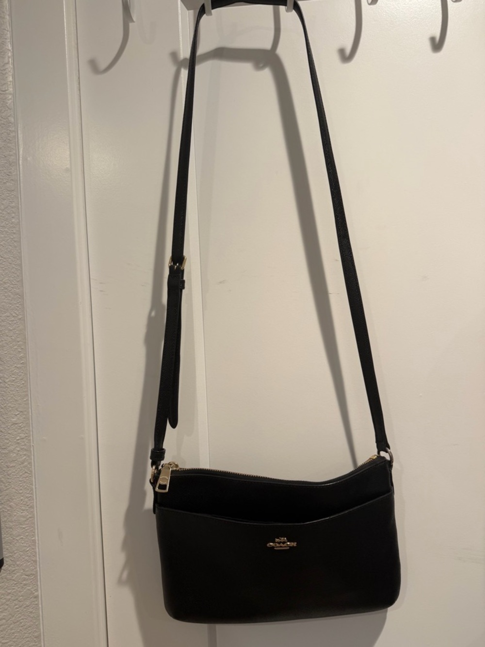 Coach Black Leather Crossbody with Gold Hardware